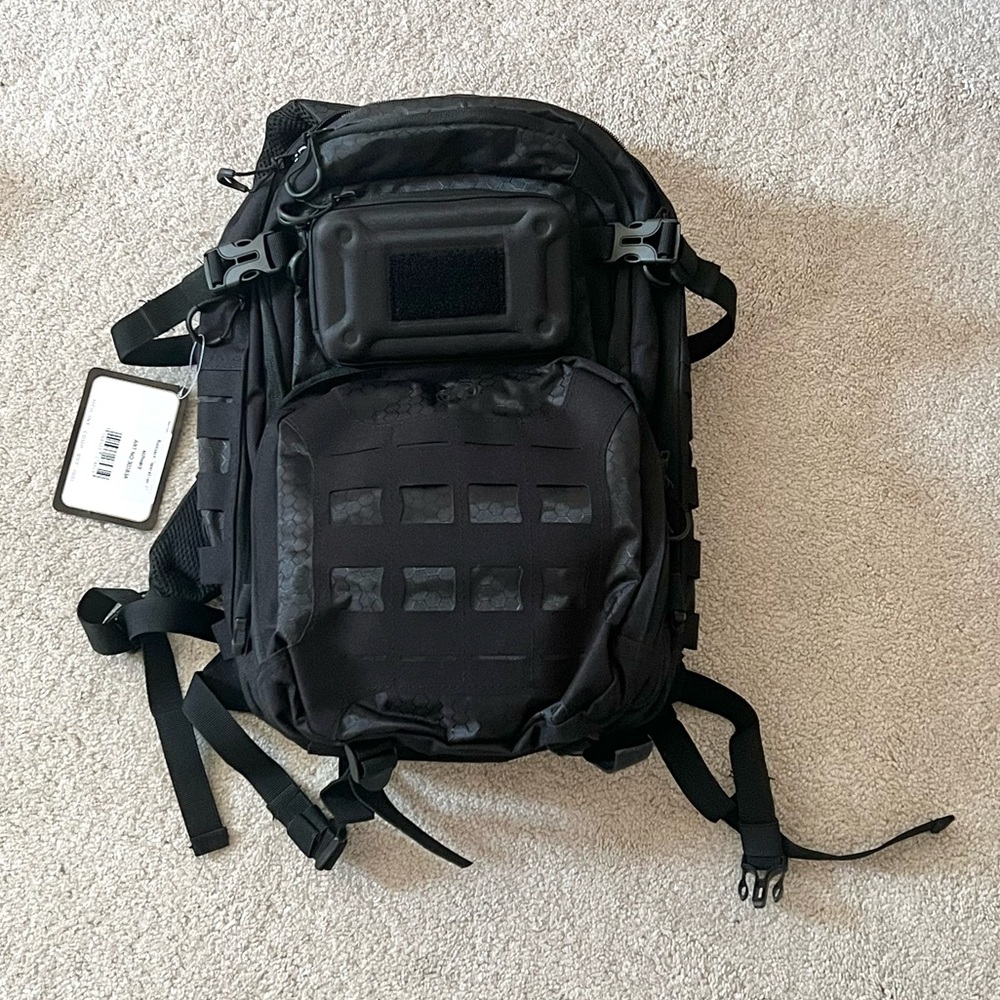 NWT Black Tactical Backpack with MOLLE webbing army style